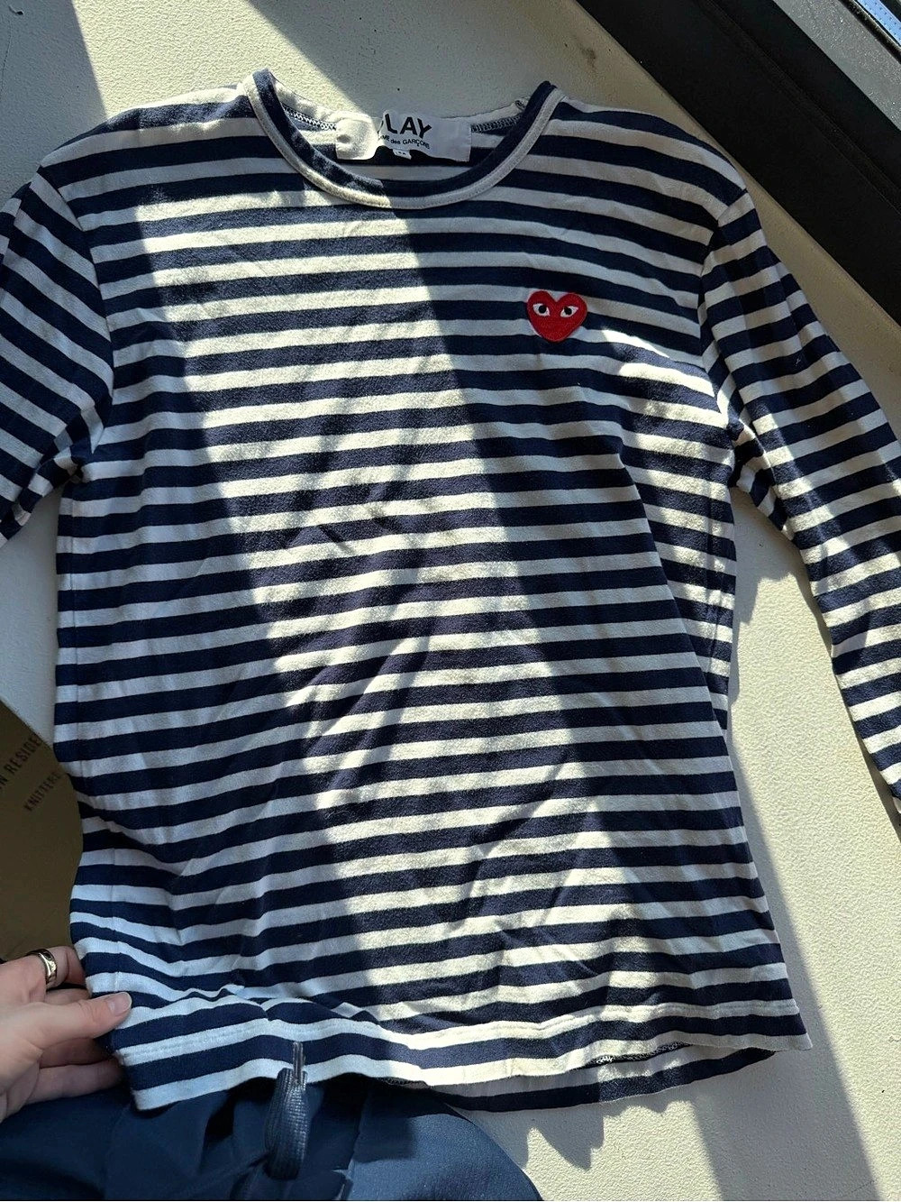 PLAY Comme des Garçons striped long sleeve tee in Blue & White - size M (men’s)